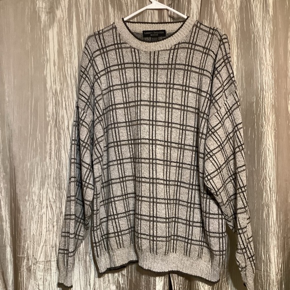 Vintage Liberty Sweater Brown Plaid Men’s XL Made in USA Cotton Blend - Picture 1 of 6
